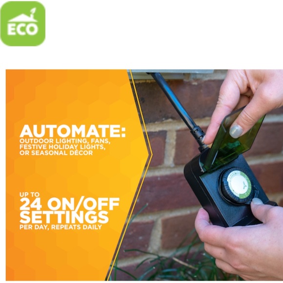 WOODS 24-Hour Outdoor Timer, Lighting Holiday Decor Christmas Lights Wall Plug - Picture 9 of 13